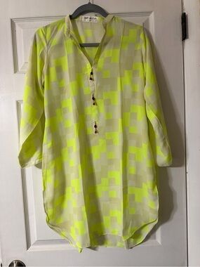 NFINITY Neon green  & Cream Geo-Print Tunic
